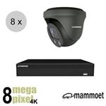 Mammoet 4K IP camerasysteem - 8 dome camera's - slimme bewegingsdetectie - motorzoom | ips88mtm2