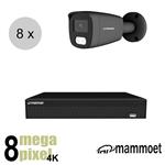 Mammoet 4K IP camerasysteem - 8 bullet camera's - slimme bewegingsdetectie - 25m nachtzicht | ips88m