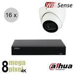 Dahua 4K IP cameraset - WizSense - 16 turret dome camera's - starlight - audio - 2.8mm - 30m - ips16