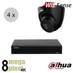 Dahua 4K IP cameraset - WizSense - 4 turret dome camera's - starlight - audio - 2.8mm - 30m - ips48d