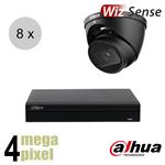 Dahua 4MP IP cameraset - WizSense - 8 turret dome camera's - motorzoom - starlight - 40m - ips84dtm2