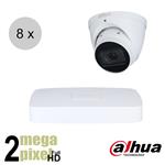 Dahua Full HD IP cameraset - WizSense - 8 turret dome camera's - starlight - audio - 2.8mm - 30m - i