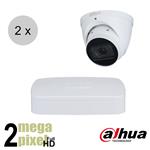 Dahua Full HD IP cameraset - WizSense - 2 turret dome camera's - starlight - audio - 2.8mm - 30m - i