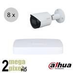 Dahua Full HD IP cameraset - WizSense - 8 bullet camera's - starlight - audio - 2.8mm - 30m - ips82d