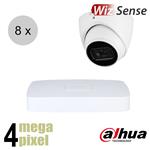 Dahua 4MP IP cameraset - WizSense - 8 turret dome camera's - starlight - audio - 2.8mm - 50m - ips84