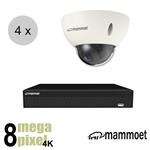 Mammoet 4K IP camerasysteem - 4 dome camera's - slimme bewegingsdetectie - 20m nachtzicht | ips48md1