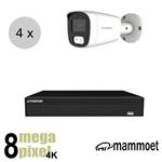 Mammoet 4K IP camerasysteem - 4 bullet camera's - slimme bewegingsdetectie - 25m nachtzicht | ips48m