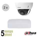 Dahua 5MP IP camerasysteem - 30m nachtzicht - 2 dome camera's | ips25d1