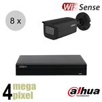 Dahua 4MP IP cameraset - WizSense - 8 bullet camera's - starlight - motorzoom - 60m - ips84dbm2