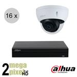 Dahua Full HD IP cameraset - WizSense - 16 dome camera's - starlight - audio - 2.8mm - 30m - ips162d