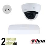 Dahua Full HD IP cameraset - WizSense - 8 dome camera's - starlight - audio - 2.8mm - 30m - ips82dd1