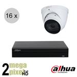 Dahua Full HD IP cameraset - WizSense - 16 turret dome camera's - starlight - audio - 2.8mm - 30m - 