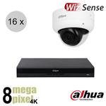 Dahua 4K IP cameraset - WizSense - 16 dome camera's - starlight - audio - 2.8mm - 30m - ips168dd1