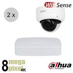 Dahua 4K IP cameraset - WizSense - 2 dome camera's - starlight - audio - 2.8mm - 30m - ips28dd1