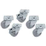 Kit van 5 &quot;verzinkte&quot; zwenkwielen voor tafels, 2 met rem | Diamond | RTG6-2R