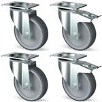 Set 4 zwenkwielen r.v.s., 2 met rem | Diamond | TIK4-L