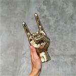 sculptuur, NO RESERVE PRICE - ROCK ON Hand Signal Sculpture in polished Brass - 24 cm - Messing