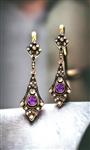 Oorbellen Keizerlijk Russisch antiek 56 goud (14k goud) Art Deco 1,50 ct diamant en amethist oorbell
