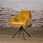 Eetkamerstoel Palma  met armleuning | Velvet geel