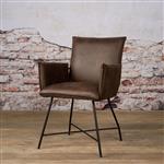 Industriële eetkamerstoel Trofa met armleuning | Bruin