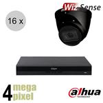 Dahua 4MP IP cameraset - WizSense - 16 turret dome camera's - motorzoom - starlight - 40m - ips164dt