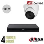 Dahua 4MP IP cameraset - WizSense - 16 turret dome camera's - motorzoom - starlight - 40m - ips164dt