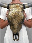 GEEN MINIMUMVERKOOPPRIJS - Skull Art - Grote authentieke stierenschedel - Glas met mozaïekinleg - Sc