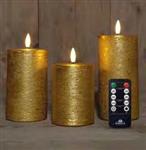 LEDkaarsen Anna's Collection LED kaars 3D Flame Wax Candle Rustiek GOLD Goud met afstandsbediening 7