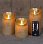 LEDkaarsen Anna's Collection LED kaars 3D Flame Wax Candle Rustiek Goud met afstandsbediening 7,5x10