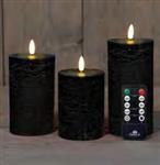 LEDkaarsen Anna's Collection LED kaars 3D Flame Wax Candle Rustiek Zwart met afstandsbediening 7,5x1
