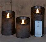 LEDkaarsen Anna's Collection LED kaars 3D Flame Wax Candle Rustiek Zwart met afstandsbediening 7,5x1
