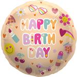 Happy Birthday Helium Ballon Emoij Leeg 45cm