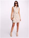 Zipped Fitted Mini Dress 241-Romea Beige