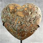 GEEN RESERVEPRIJS - Prachtige hartvorm van groen Smithsoniet met standaard- Hart - Hoogte: 20 cm - B