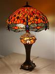 XXL Tiffany stijl tafellamp Studio Orange DRAGONFLY lamp met drie lichtpunten Ø 48x65cm! - Tafellamp