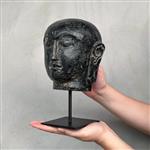 Beeld, NO RESERVE PRICE - Budha Head on stand - 22 cm - Lavasteen - 2024