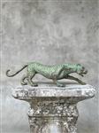 Beeld, NO RESERVE PRICE - Bronze Patinated Hunting Leopard - 13 cm - Brons