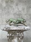 Beeld, NO RESERVE PRICE - Bronze Patinated Hunting Leopard - 13 cm - Brons