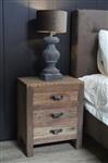 Oud houten nachtkastje 3 lades 50x35x60 cm