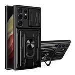 Samsung Galaxy S23 - Card Slot Hoesje met Kickstand en Camera Slide - Magnetische Pop Grip Cover Cas