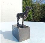 sculptuur, doggie dog - 12 cm - brons marmer