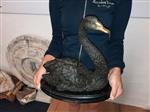 Beeld, Bronze Swan 6.4KG - 30.5 cm - Brons, Marmer