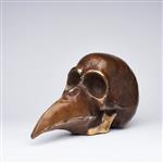 sculptuur, Bronze statue - of a mystical skull Indonesian Bronze Statue | Half Man Half Bird - 10 cm