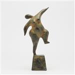Beeld, NO RESERVE PRICE - Voluptuous Balancing Lady Patinated Statue - 30 cm - Brons