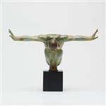 sculptuur, NO RESERVE PRICE - Bronze Sculpture of a Olympic Swimmer On a Base - Patinated - 27 cm - 