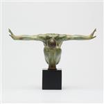 sculptuur, NO RESERVE PRICE - Bronze Sculpture of a Olympic Swimmer On a Base - Patinated - 27 cm - 