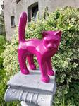 Beeld, Garden statue - Cat - Color fuchsia - 46 cm - polyresin