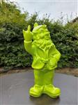 Beeld, naughty green gnome with middle finger - 30 m - polyresin