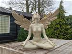 sculptuur, engel in gyan mudra pose - 26 cm - resin mgo