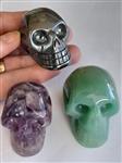 Grote schedels/skulls van amethist, hematiet en aventurijn - Hoogte: 3.5 cm - Breedte: 5.5 cm- 407 g